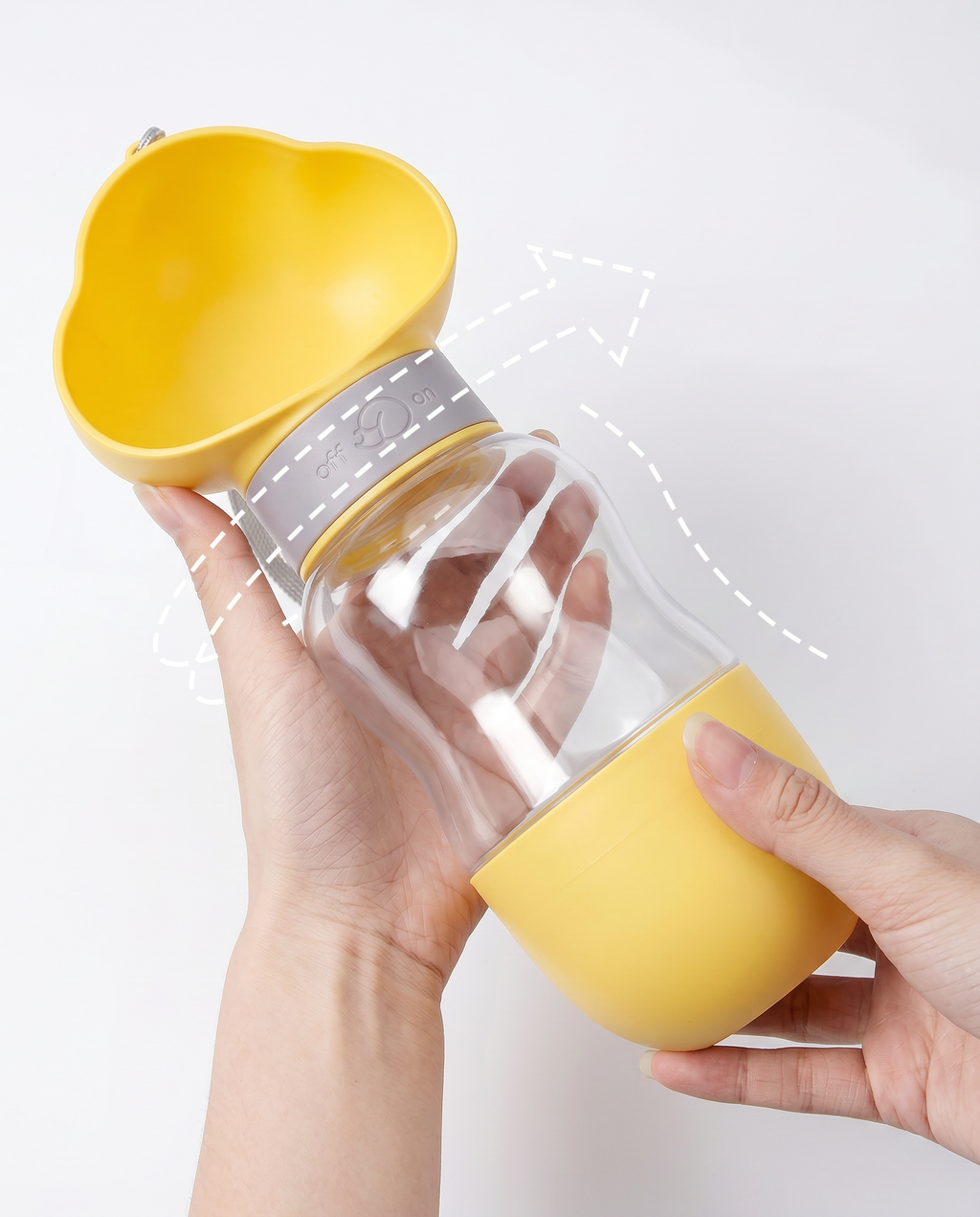 2-in-1 Portable Pet Water Bottle 350ml Water + 200ml Food Container